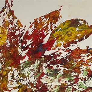 Colourful print of autumn leaf shapes