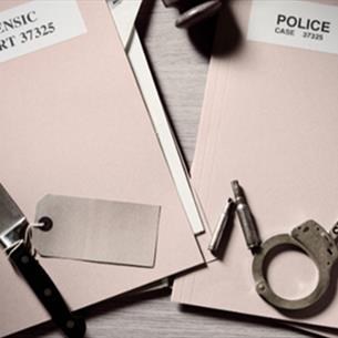 Documents which read, 'Forensic Report 37325' and 'Police Case 37325'
