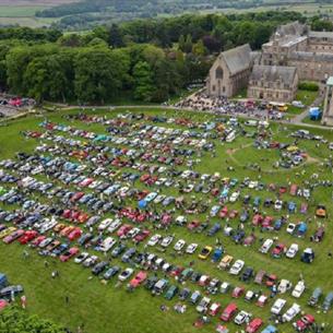 Aerial view of Ushaw Classic Car and Bike Show