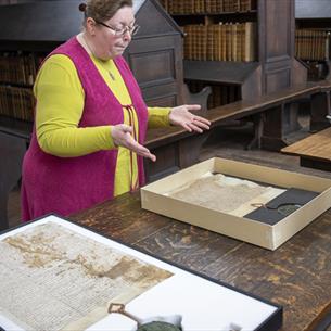 Marie-Thérèse, Exhibitions & Collections Officer, presenting talks about the Magna Carta
