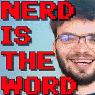 Computer screen showing an image of 'Neil Harris' open for editing. Text reads, 'Nerd is The Word'.