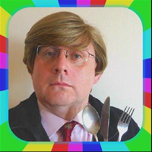 Safety expert Ian Crawford holding cutlery