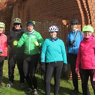 Guide Ken Bradshaw and a group of cyclists exploring the S&DR200.