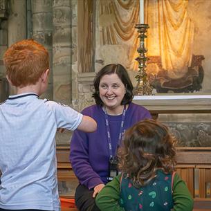 Children on a mini tour in Durham Cathedral