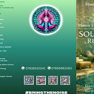 The Manor House Soul Reset Retreat. Photo of the spa and swimming pool shimmering beneath ethereal lighting. 