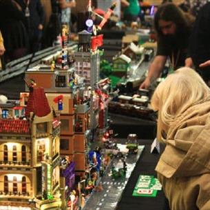 People enjoy looking at a fantastic array of intricate LEGO®️ creations at Durham Brick Show.