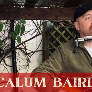 A person singing outside with a guitar and microphone, with the text 'Calum Baird' underneath.