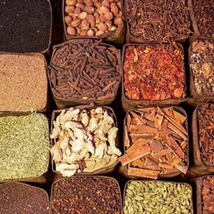 A selection of colourful spices.
