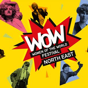 Women of the World Festival poster, showing photos of women.