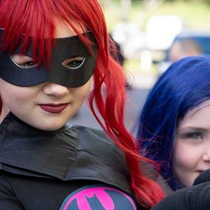Cliffecon - children in comic inspired costumes.