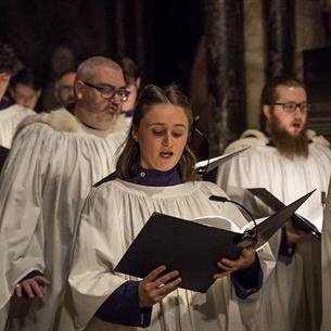 Choir singing at Durham Cathedral. 
