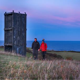 Replica mine shaft overlooking the sea