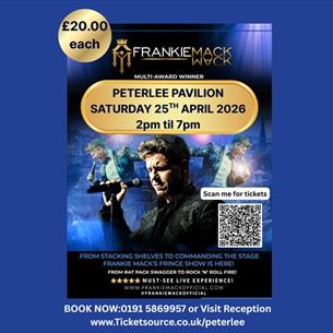 Event information with an image of Frankie Mack.