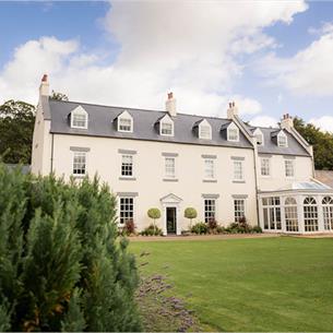 The garden at Hallgarth Manor House Hotel in County Durham