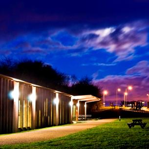 Hardwick Park Visitor Centre at night