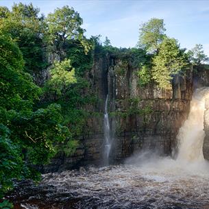 High Force Waterfall, blue skies