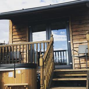 Lodge with wood fired hot tub