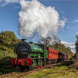 An historic steam train on Tanfield Railway in County Durham.