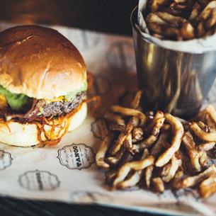A burger and fries