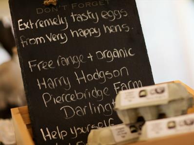 Locally sourced eggs at The Farm Shop Wynyard Hall Gardens