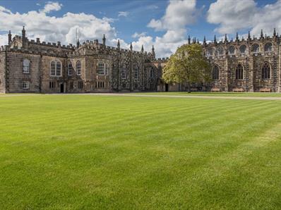 Auckland Palace exterior with lawn area to foreground