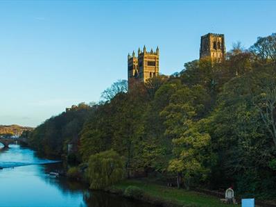 Durham Cathedral, trees river