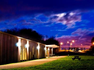 Hardwick Park Visitor Centre at night