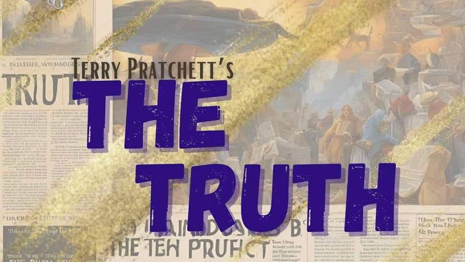 Terry Pratchett's The Truth printed on newspaper print.