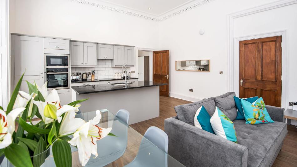 Lounge and kitchen at The Montague