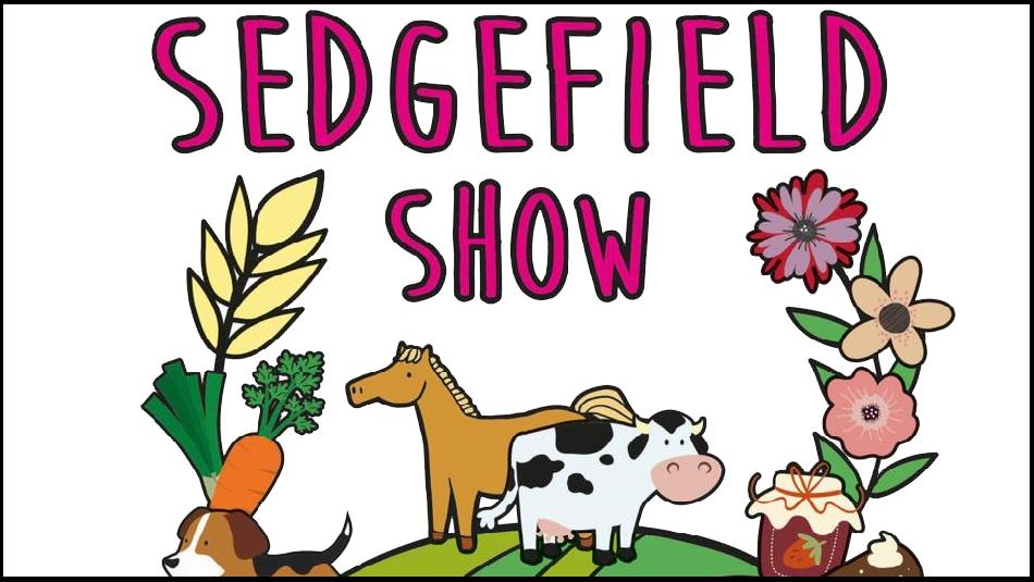 Image for Sedgefield Show showing cartoon animals, flowers, vegetables and jams.
