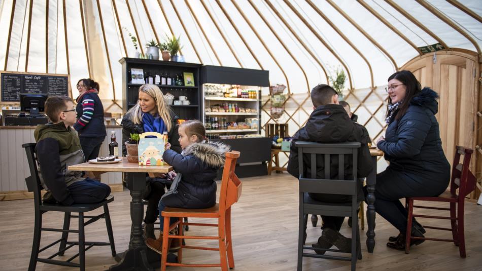 Customers in the Yurt Cafe