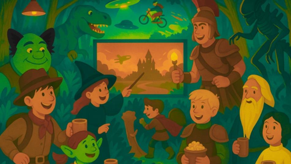 Cartoon painting of characters from children's animated films