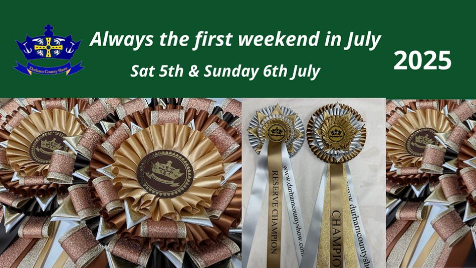 Rosettes and date of the Durham County Show