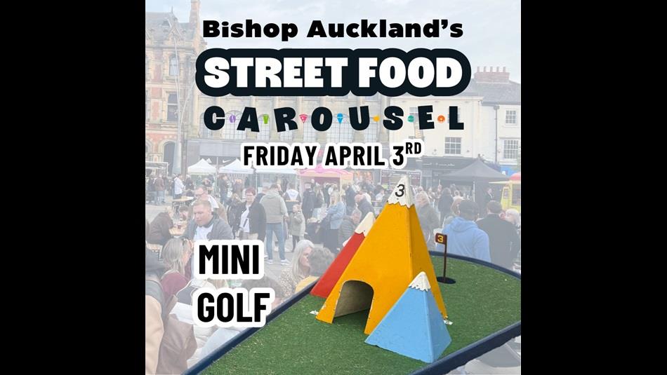 A poster with an image of mini golf.