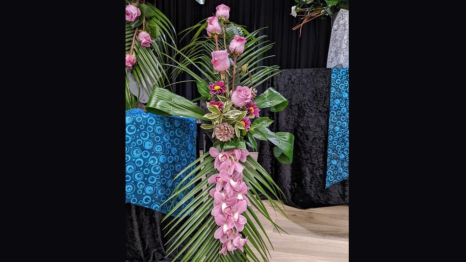 Flower arrangement using a selection of pink flowers