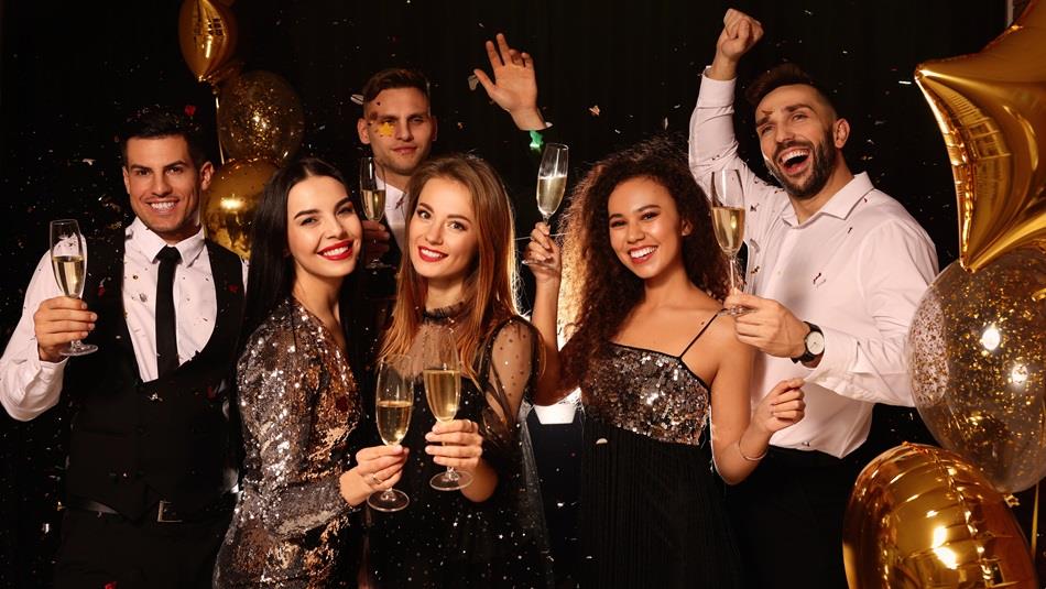 Group of people enjoying New Year's Eve at the Radisson Blu