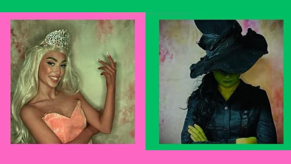 Two people dressed as characters from Wicked
