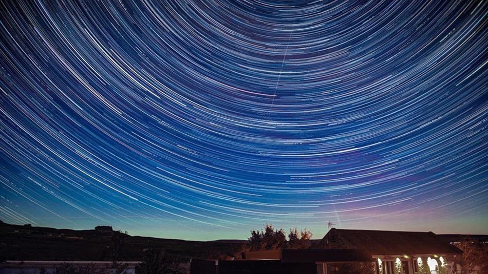 Star trails at Grassholme Observatory.