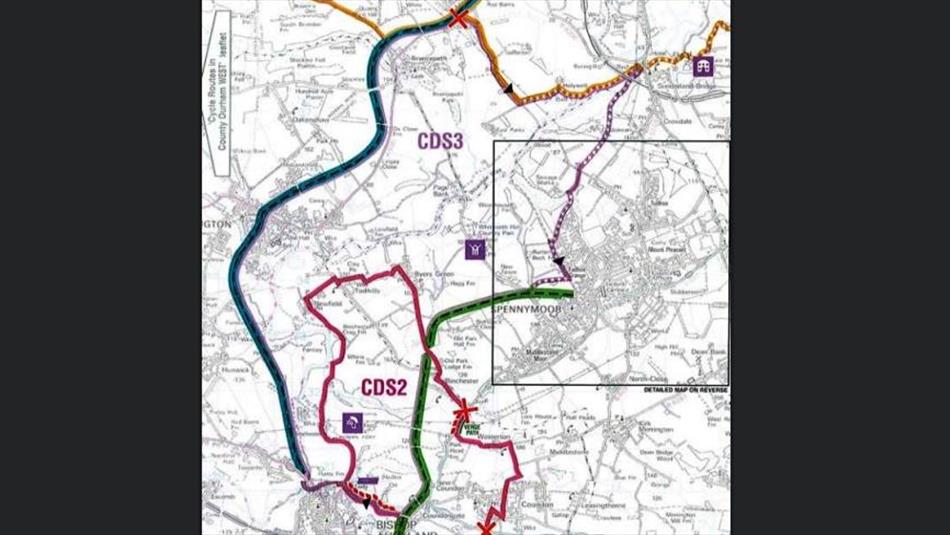 Map of Bishop Auckland/Brandon Loop Cycle Route