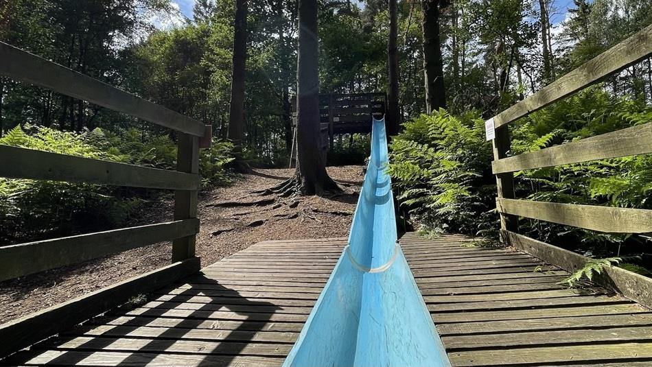 Blue slide at Broom House Forest Adventure.