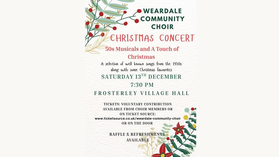 Poster for the Christmas Concert with details of location and time of event.