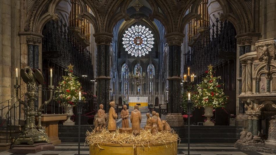 Durham Cathedral nativity scene carved by a Durham miner.