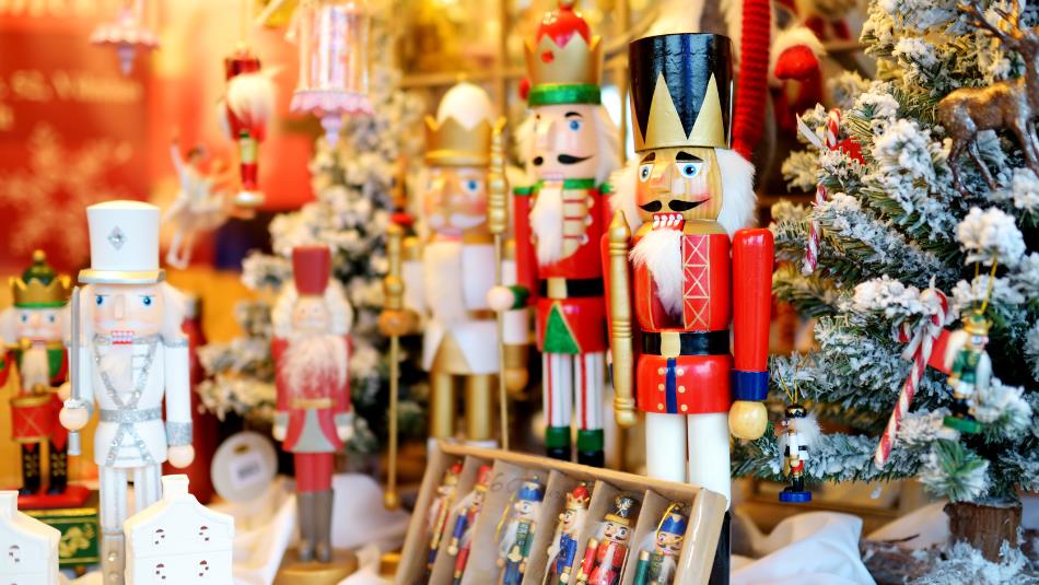 Nutcrackers at Christmas market stall