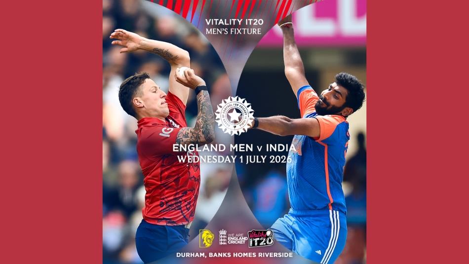 Two men playing cricket