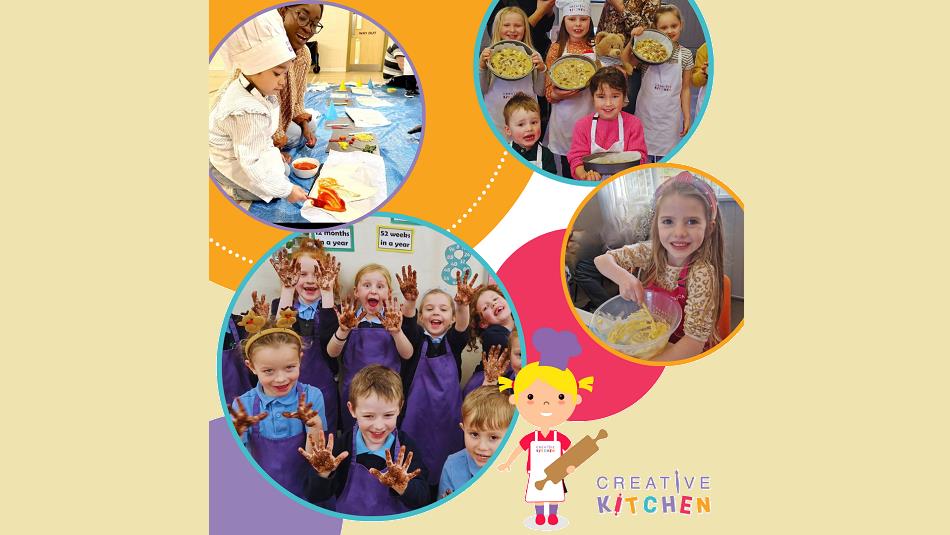 Children taking part in creative kitchen