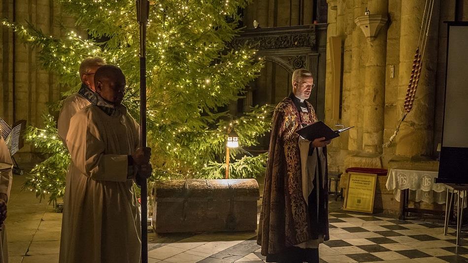 Blessing of the crib and lighting of the Christmas Tree service at Durham Cathedral