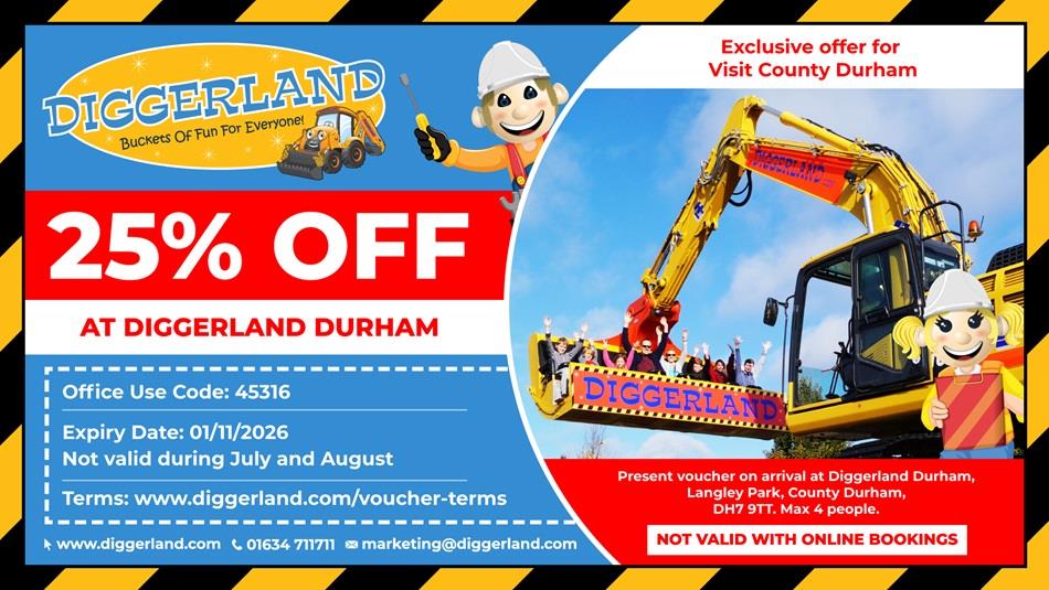 25% off voucher for Diggerland Durham