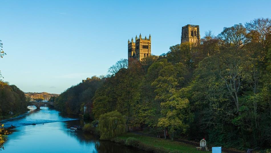 Durham Cathedral, trees river