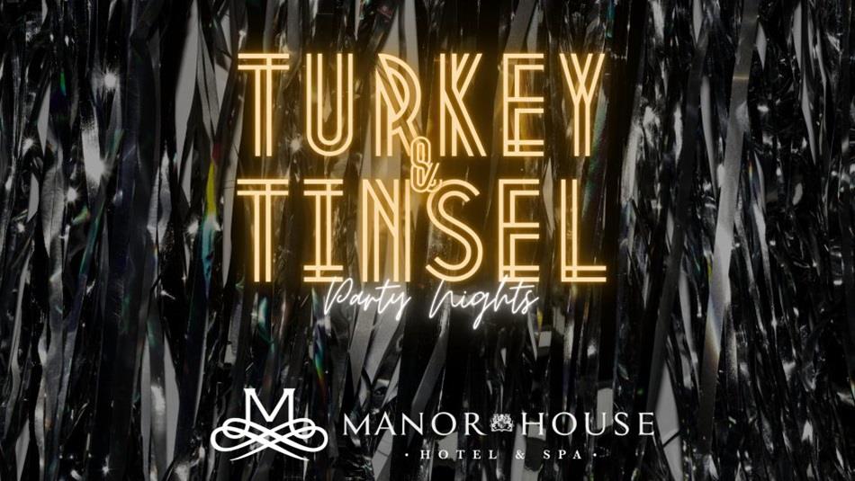 Turkey and Tinsel written in gold