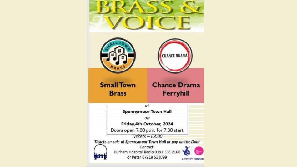 Details of the Brass and Voice event at Spennymoor Town Hall